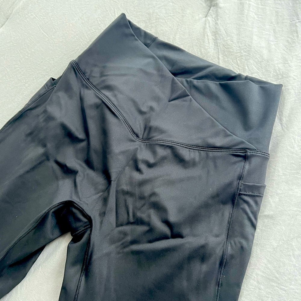 HALARA-Patitoff Pet Hair Resistant High Waisted Crossover Plain 7/8 Leggings